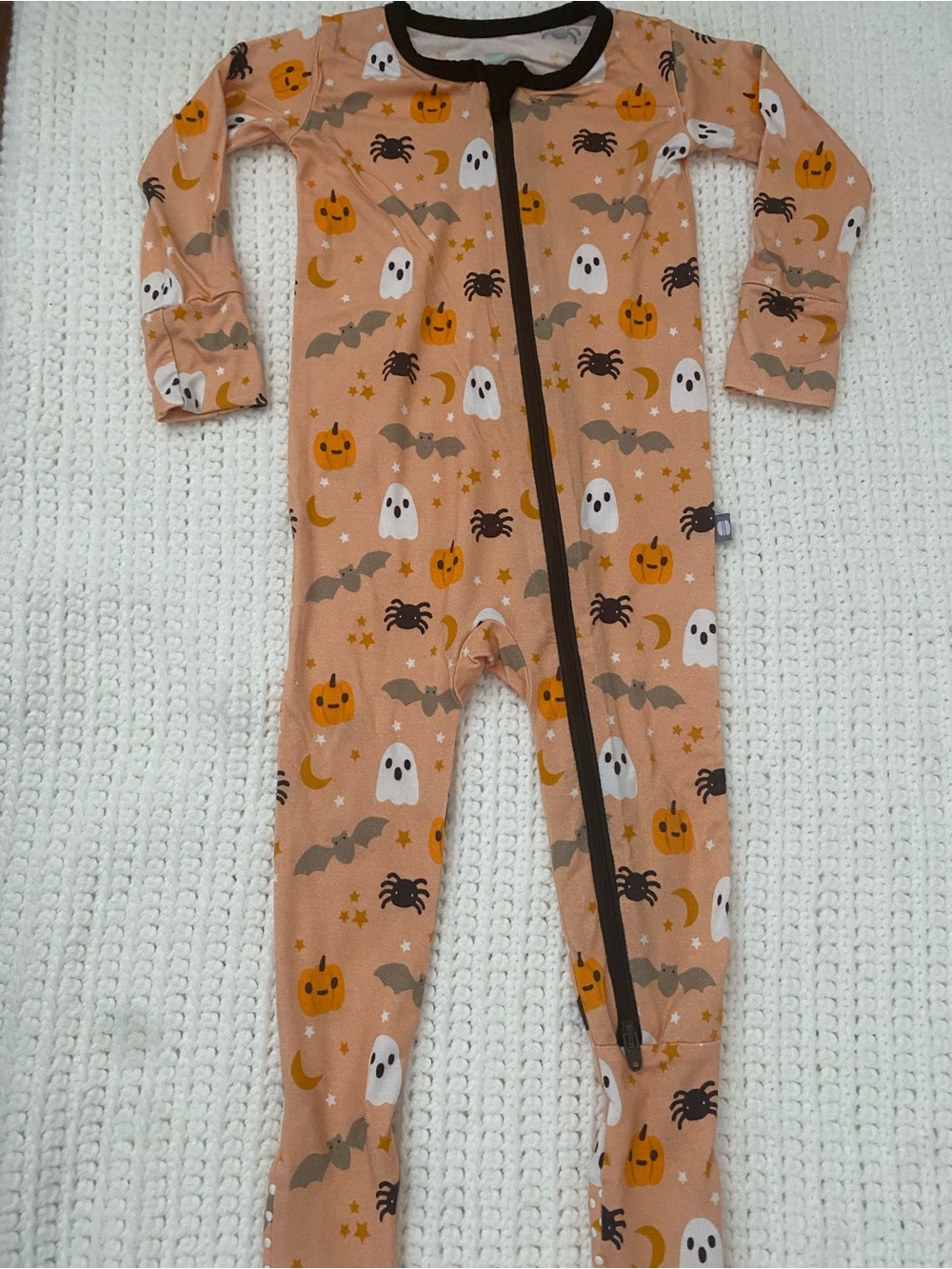 MACARON Peach Halloween Pumpkin & Ghost Footie